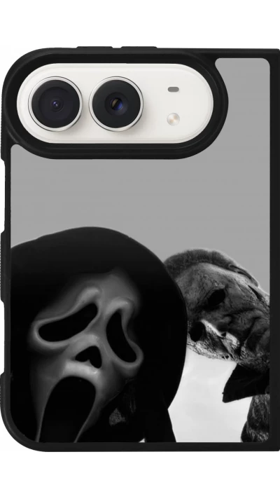 Coque iPhone Duo - Silicone rigide noir Halloween 2026 Scream and Michael Myers