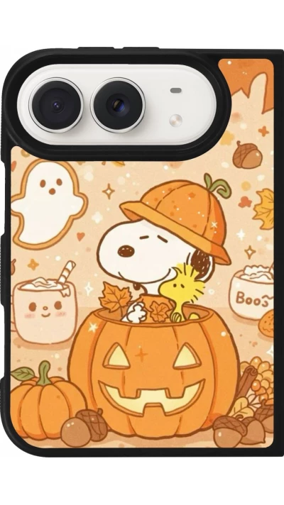 Coque iPhone Duo - Silicone rigide noir Halloween 2026 Snoopy Halloween