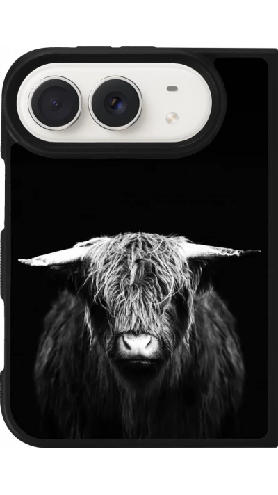 Coque iPhone Duo - Silicone rigide noir Highland calf black