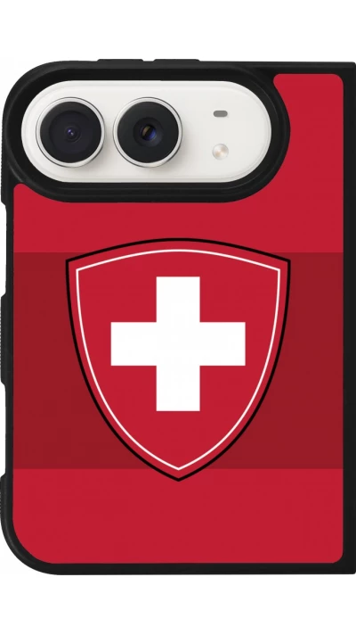 Coque iPhone Duo - Silicone rigide noir Hockey World Championship Ecusson Suisse