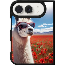 iPhone Duo Case Hülle - Silikon schwarz Lama Chic in Mohnblume
