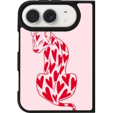 iPhone Duo Case Hülle - Silikon schwarz Leopard with hearts 2026