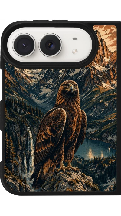 iPhone Duo Case Hülle - Silikon schwarz Linocut Steinadler