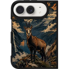 iPhone Duo Case Hülle - Silikon schwarz Linocut Gämse