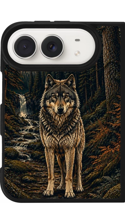 iPhone Duo Case Hülle - Silikon schwarz Linocut Wold