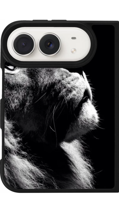 iPhone Duo Case Hülle - Silikon schwarz Lion looking up