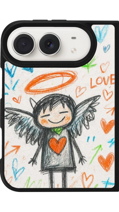 iPhone Duo Case Hülle - Silikon schwarz Little Angel Sketch Love