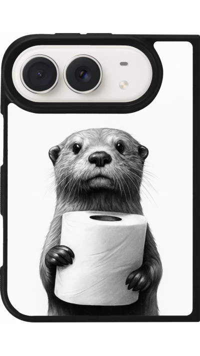 iPhone Duo Case Hülle - Silikon schwarz Otter Toilettenpapier