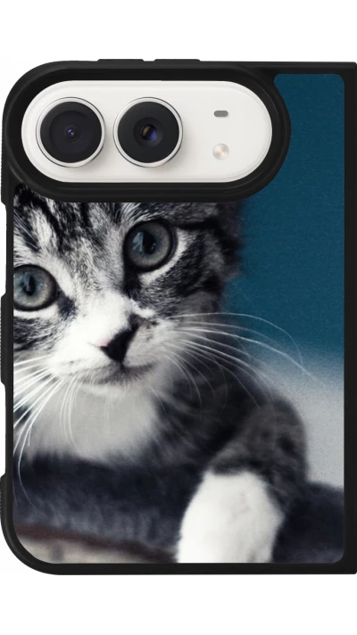 Coque iPhone Duo - Silicone rigide noir Meow 23