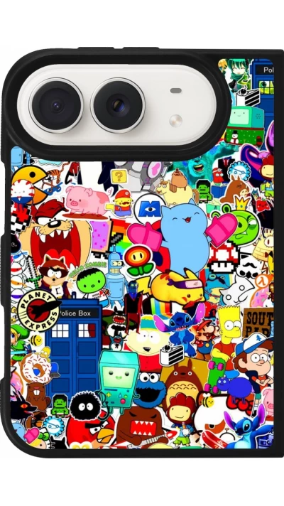 Coque iPhone Duo - Silicone rigide noir Mixed cartoons