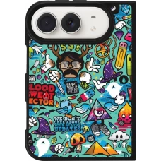 iPhone Duo Case Hülle - Silikon schwarz Mixed Cartoons Turquoise