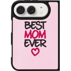 Coque iPhone Duo - Silicone rigide noir Mom 2023 best Mom ever pink
