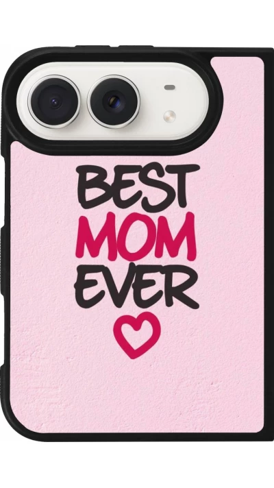 Coque iPhone Duo - Silicone rigide noir Mom 2023 best Mom ever pink
