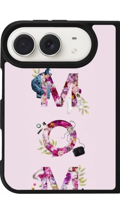 Coque iPhone Duo - Silicone rigide noir Mom 2024 girly mom