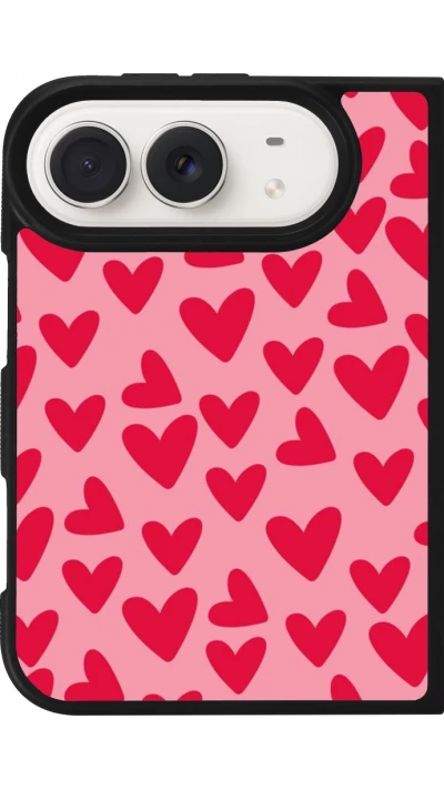Coque iPhone Duo - Silicone rigide noir Mom 2024 petits coeurs