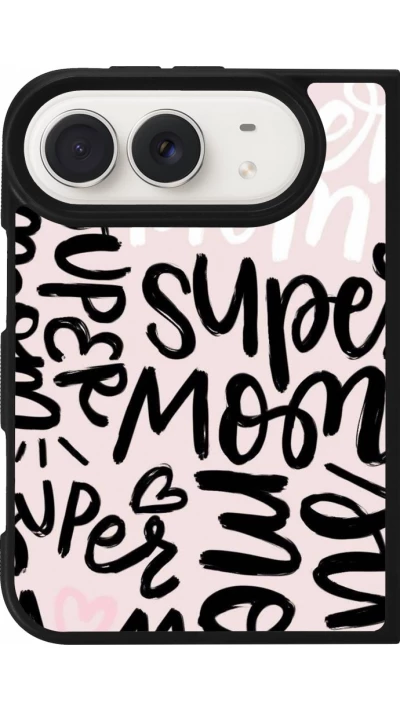Coque iPhone Duo - Silicone rigide noir Mom 2024 Super mom