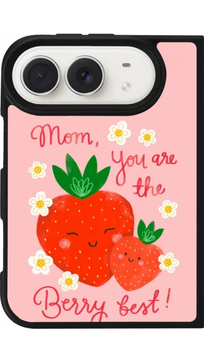 Coque iPhone Duo - Silicone rigide noir Mom 2026 Berry best