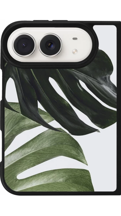 Coque iPhone Duo - Silicone rigide noir Monstera Plant