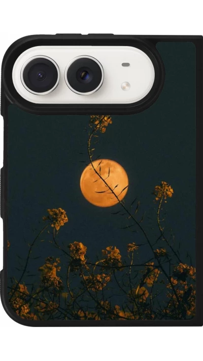 Coque iPhone Duo - Silicone rigide noir Moon Flowers