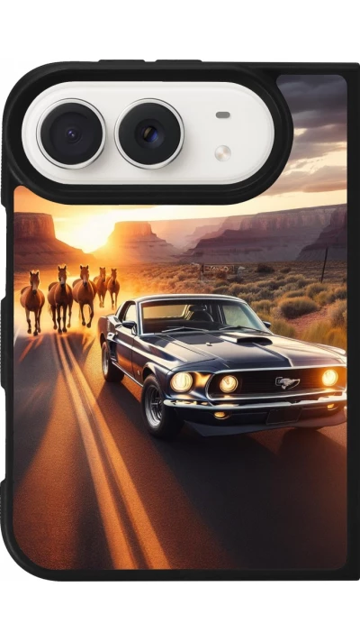 Coque iPhone Duo - Silicone rigide noir Mustang 69 Grand Canyon
