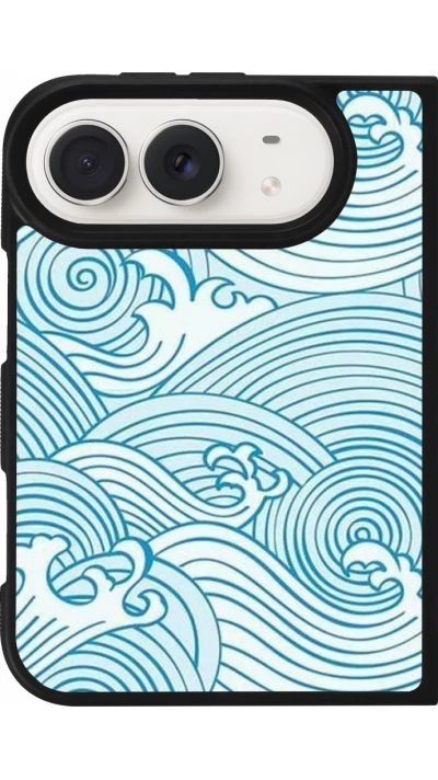 Coque iPhone Duo - Silicone rigide noir Ocean Waves