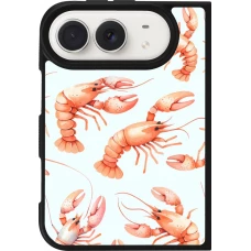 Coque iPhone Duo - Silicone rigide noir Pattern de homards pastels