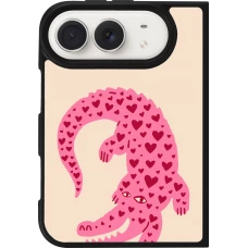 Coque iPhone Duo - Silicone rigide noir Pink crocodile 2026