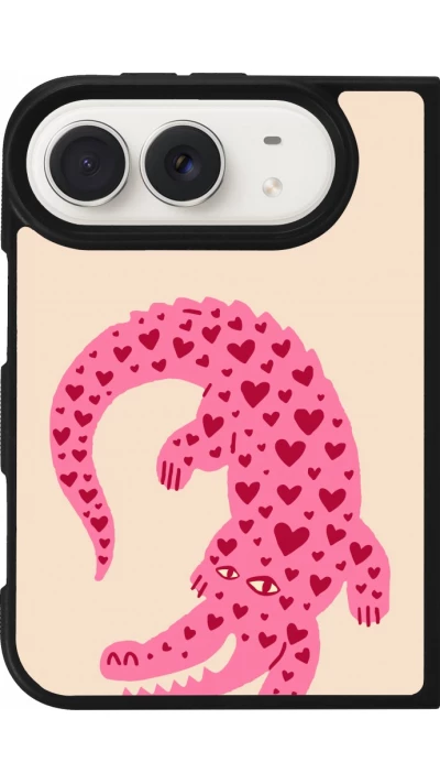 Coque iPhone Duo - Silicone rigide noir Pink crocodile 2026
