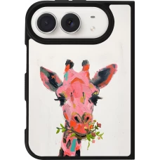 iPhone Duo Case Hülle - Silikon schwarz Pink Girafe Paint