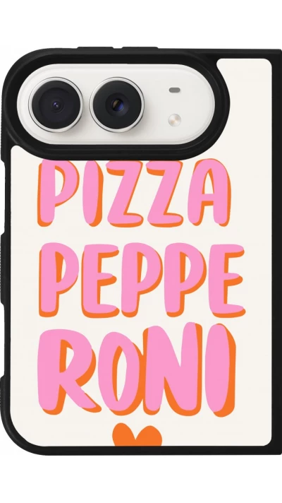 Coque iPhone Duo - Silicone rigide noir Pizza pepperoni 2026