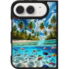 Coque iPhone Duo - Silicone rigide noir Plage Paradis