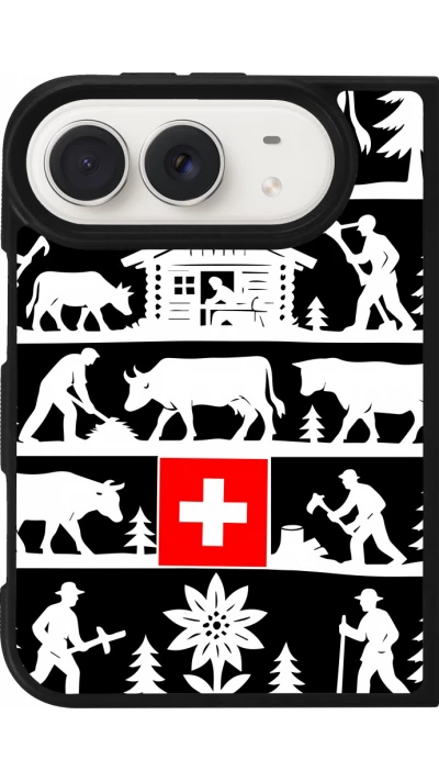 Coque iPhone Duo - Silicone rigide noir Poya Suisse 1 noir