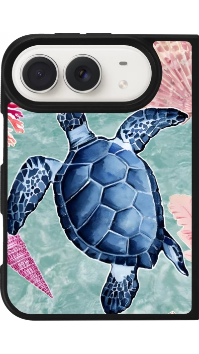 Coque iPhone Duo - Silicone rigide noir Preppy Turtle