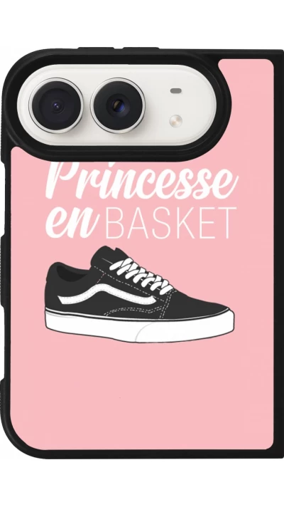 Coque iPhone Duo - Silicone rigide noir princesse en basket
