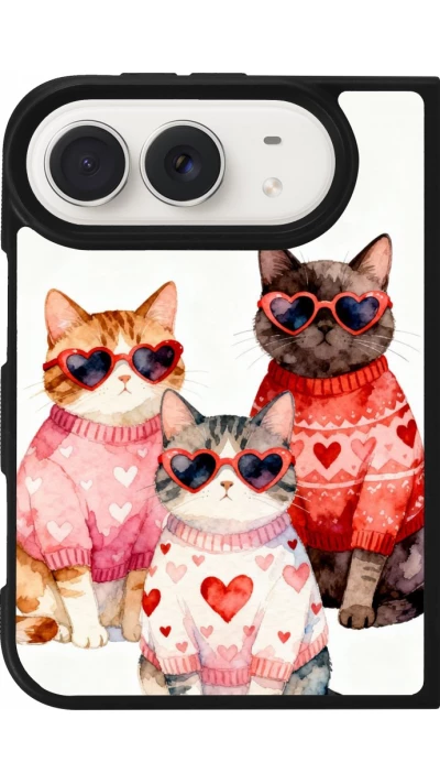 Coque iPhone Duo - Silicone rigide noir Saint Valentines Day 26 Cat Love
