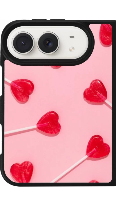 Coque iPhone Duo - Silicone rigide noir Saint Valentines Day 26 Lollipop