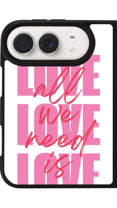 Coque iPhone Duo - Silicone rigide noir Saint Valentines Day 26 Love all we need is