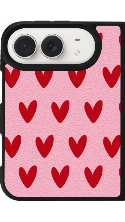 Coque iPhone Duo - Silicone rigide noir Saint Valentines Day 26 Pattern heart