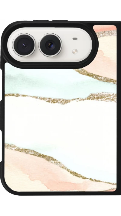 Coque iPhone Duo - Silicone rigide noir Shimmering Orange