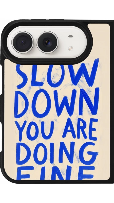 Coque iPhone Duo - Silicone rigide noir Slow down 2026