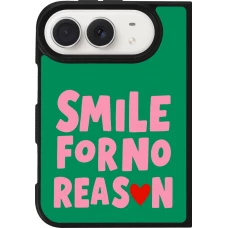 Coque iPhone Duo - Silicone rigide noir Smile for no reason 2026