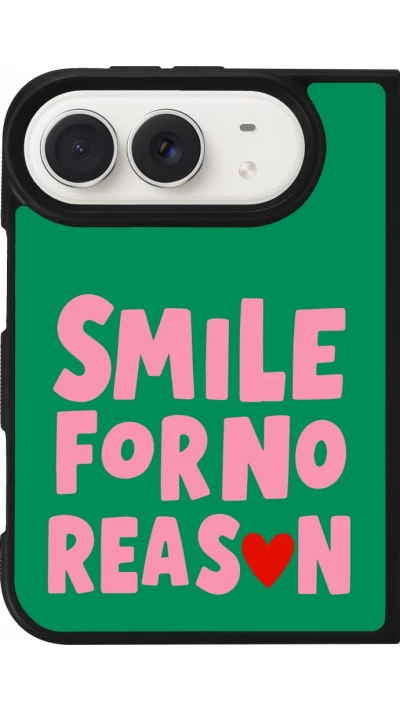 Coque iPhone Duo - Silicone rigide noir Smile for no reason 2026