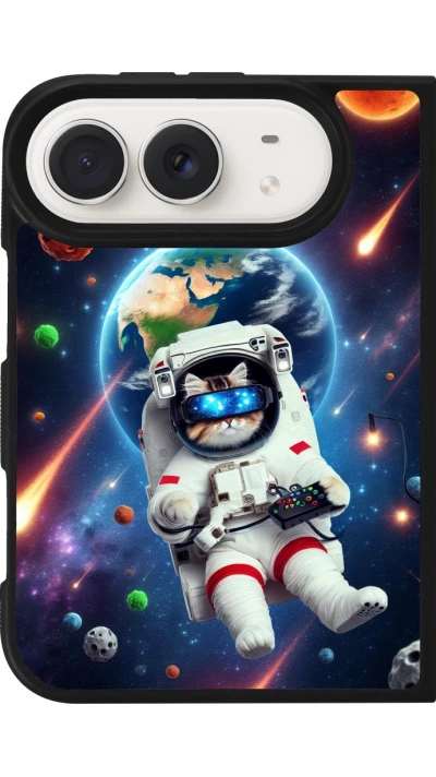 Coque iPhone Duo - Silicone rigide noir VR SpaceCat Odyssey