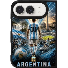 Coque iPhone Duo - Silicone rigide noir Football Argentine splash 2026