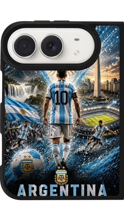 Coque iPhone Duo - Silicone rigide noir Football Argentine splash 2026