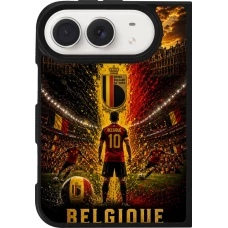 Coque iPhone Duo - Silicone rigide noir Football Belgique splash 2026