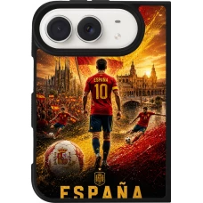 Coque iPhone Duo - Silicone rigide noir Football Espagne splash 2026