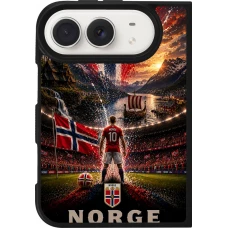 Coque iPhone Duo - Silicone rigide noir Football Norvège splash 2026