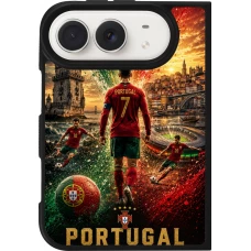 Coque iPhone Duo - Silicone rigide noir Football Portugal splash 2026