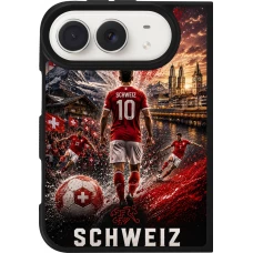 Coque iPhone Duo - Silicone rigide noir Football Schweiz splash 2026
